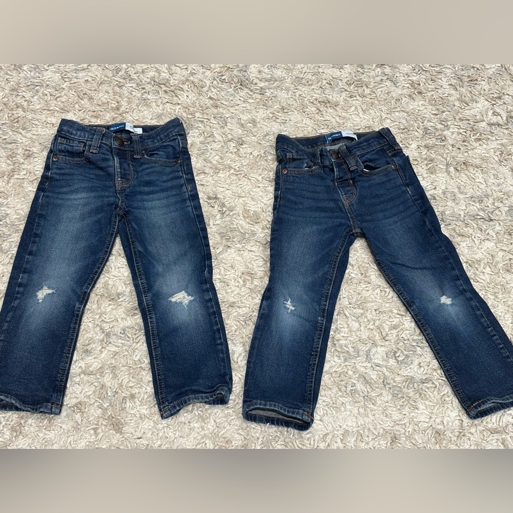 3 Pairs Old Navy Boys Jeans Size 3T Kids Straight & Adjustable Waist